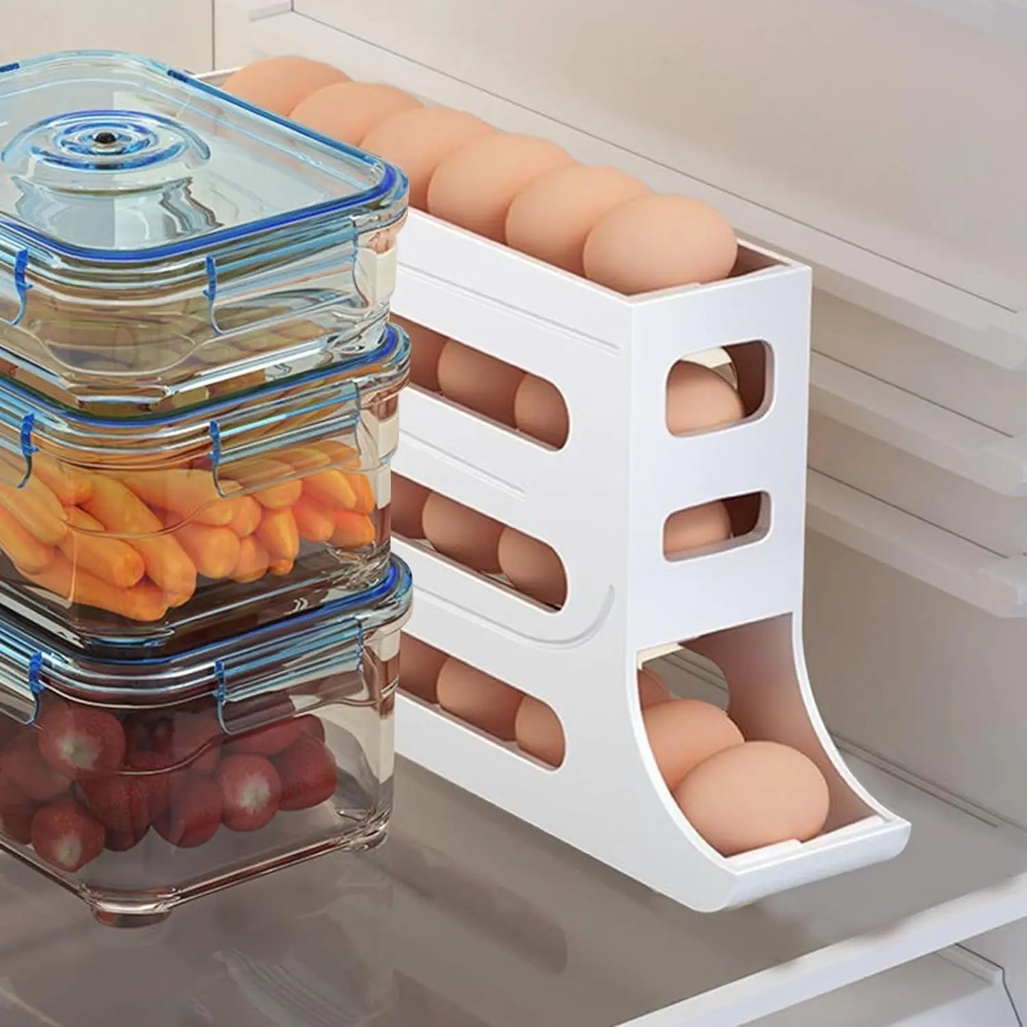 Four Tier Egg Holder For CrystalClear BPAFree Refrigerator SpaceSaving Organizer