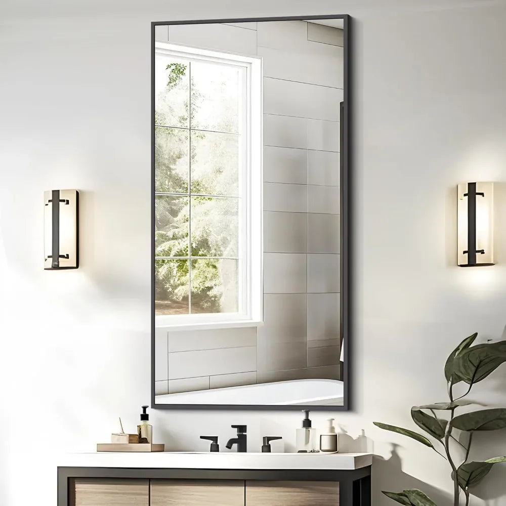 Aluminum Framed Decorative Rectangular Bathroom Mirror for Wall