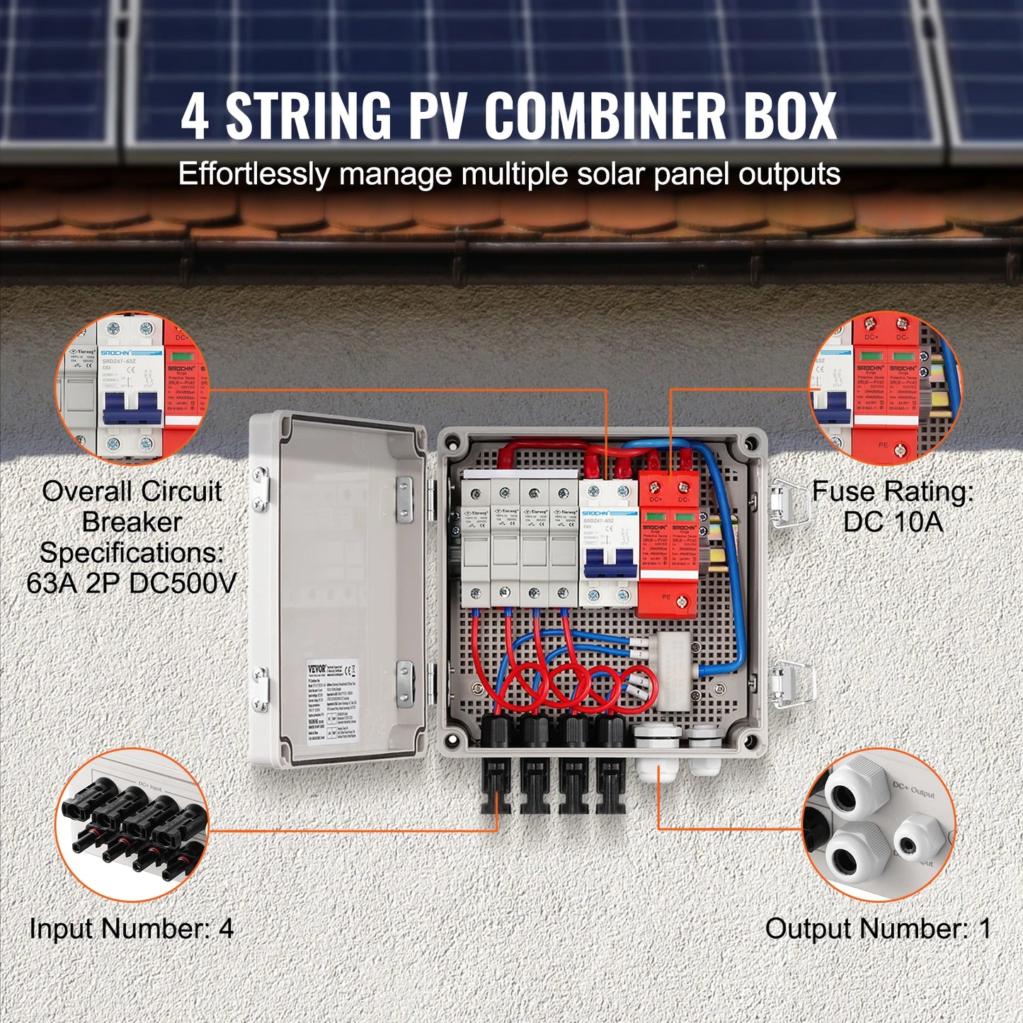 VEVOR PV Combiner Box 4 String / 6 String