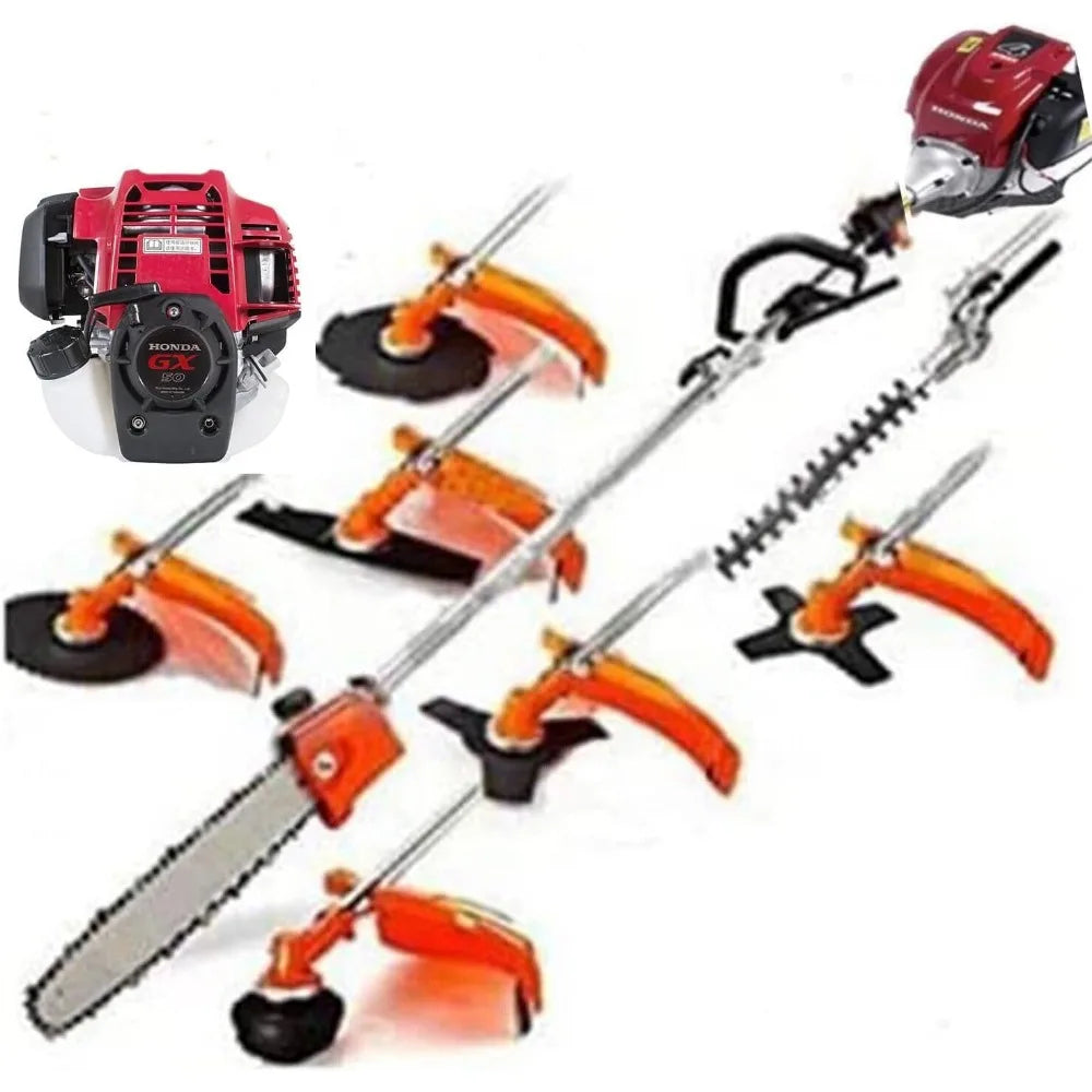 GX50 4-Stroke 8 in 1 Brush Cutter Lawn Mower Gasoline Hedge Trimmer Tool Weed Eater Pruner Saw