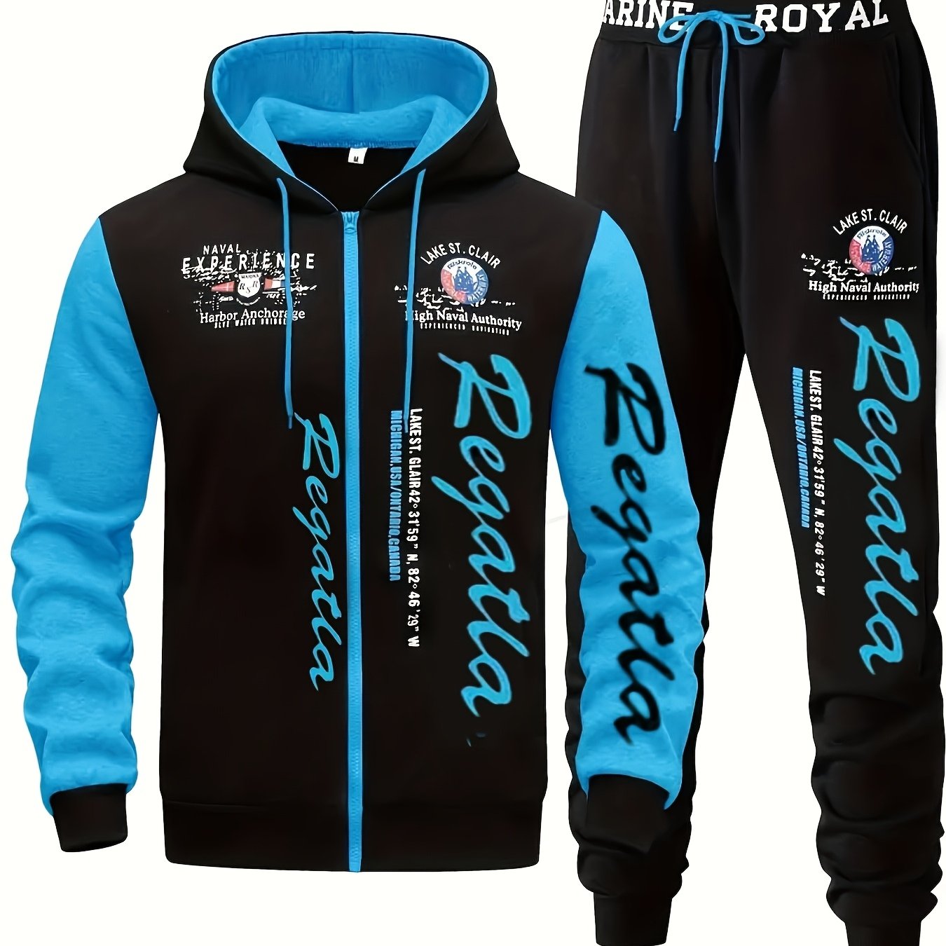 Men's Hooded Letter Printed Sportswear Set,