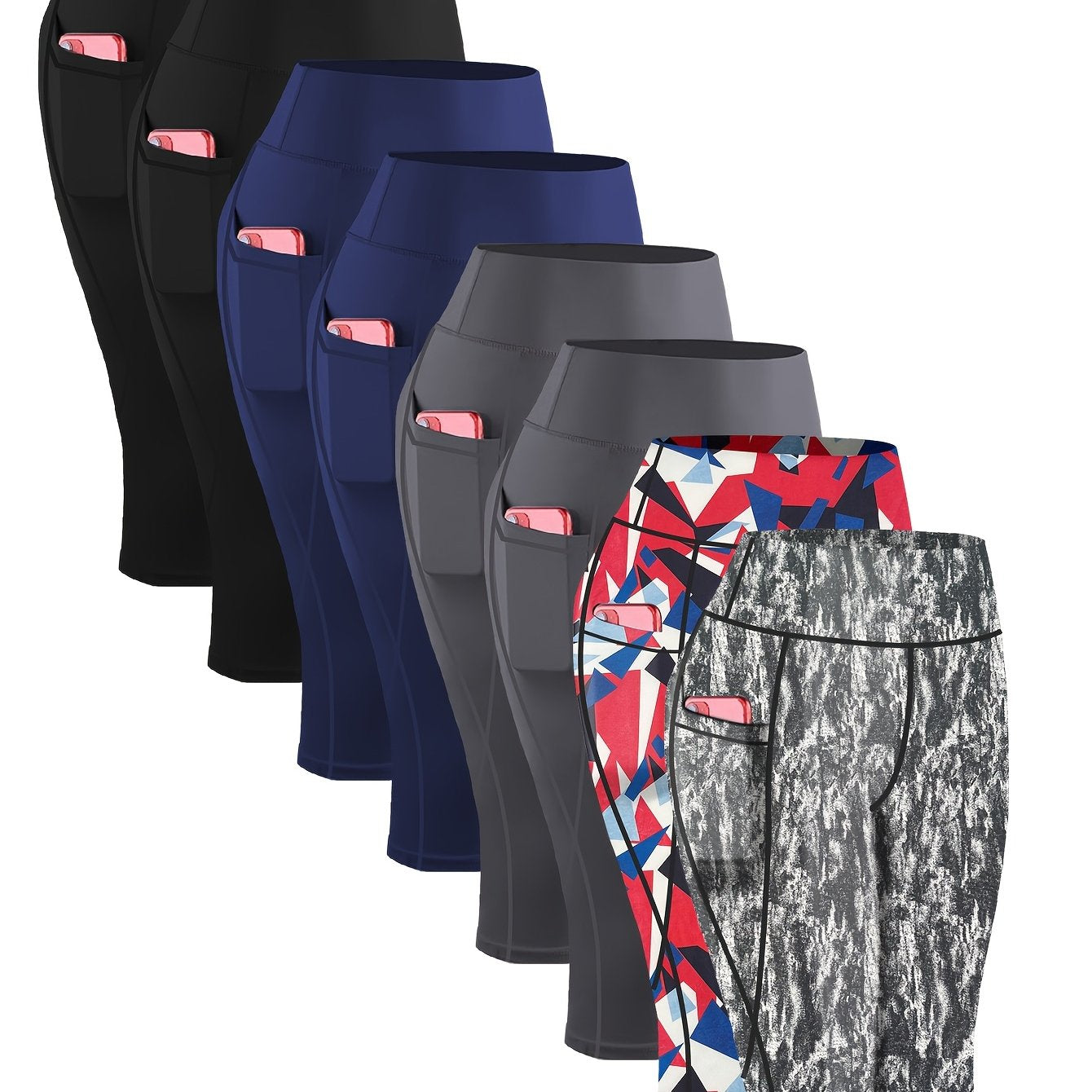 [Stretchy | Yoga] 8pcs Plus Size High-Waisted Yoga Leggings |