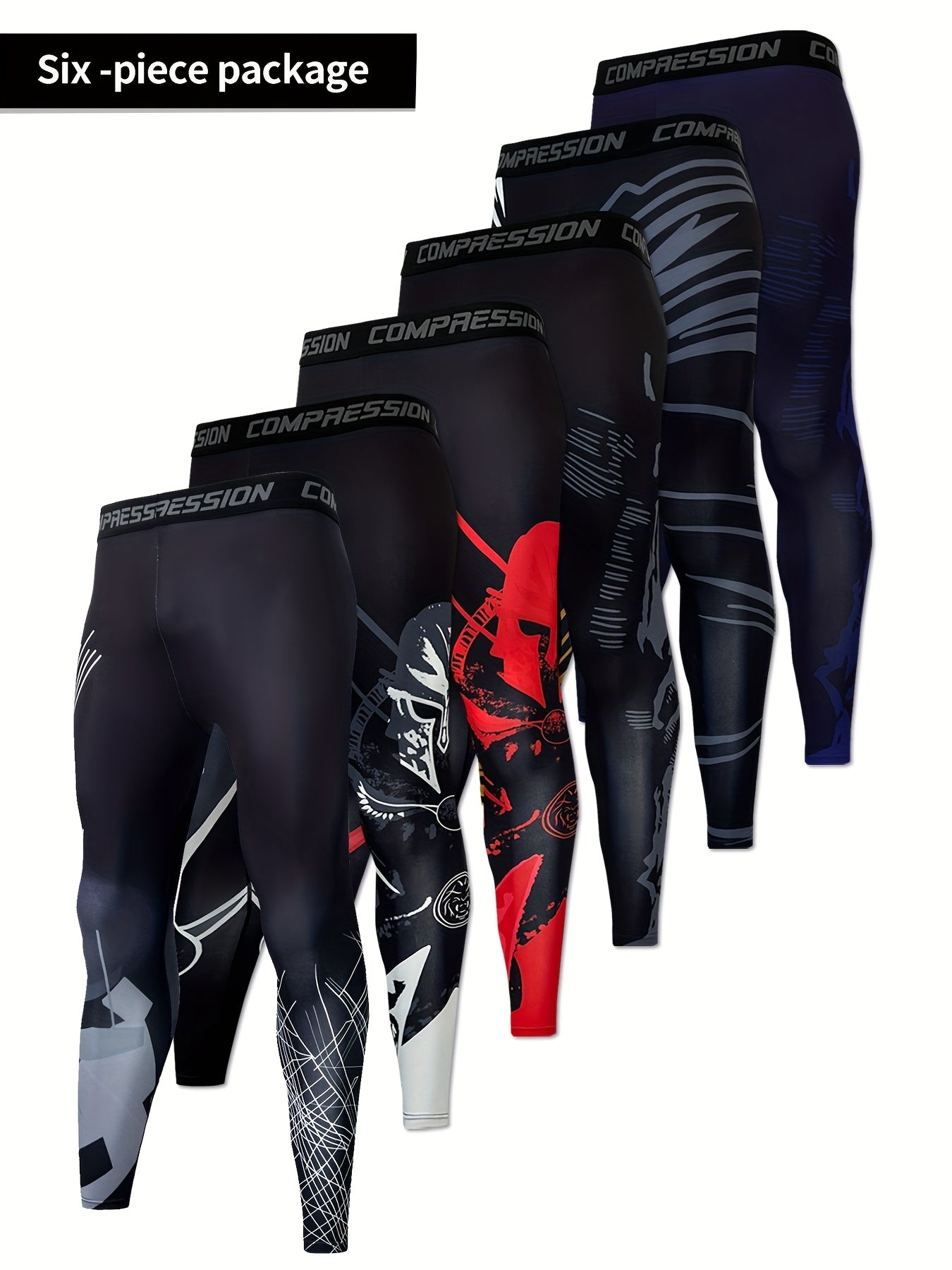 6pcs Men'S Compression Sport Pants