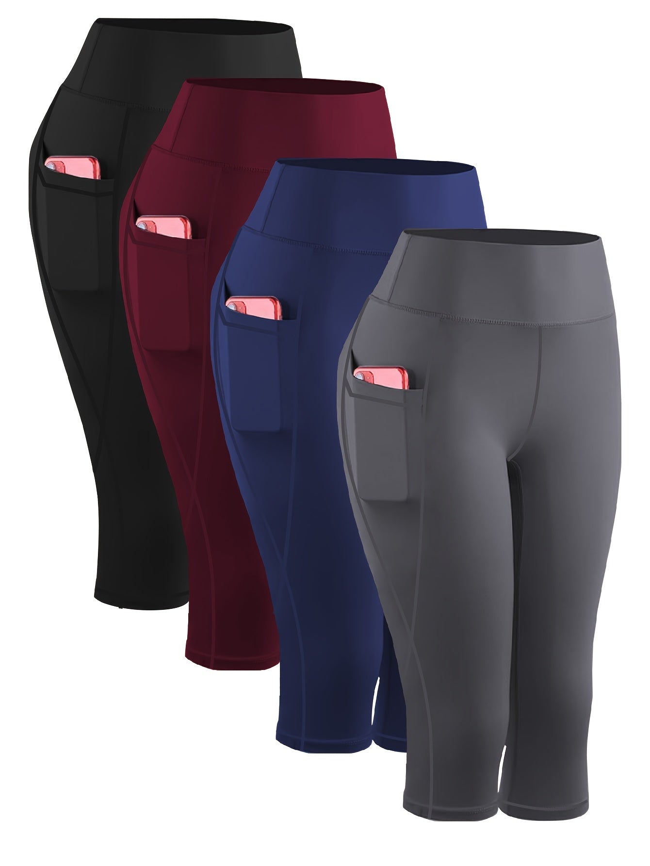 Plus-Size Women's High-Waist Capri Yoga Leggings With Pockets
