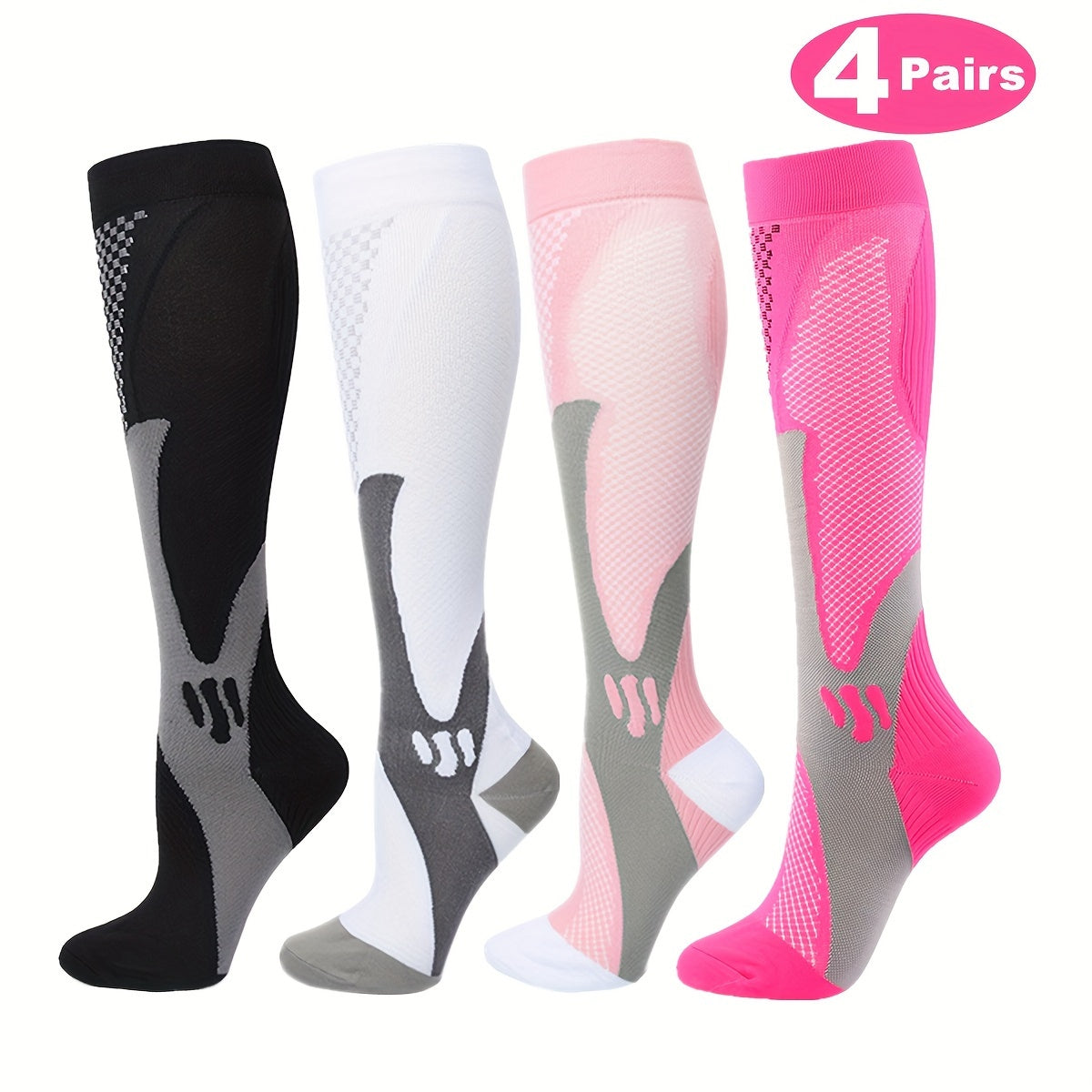 Knee High Compression Socks for Men and Women 4 Pairs