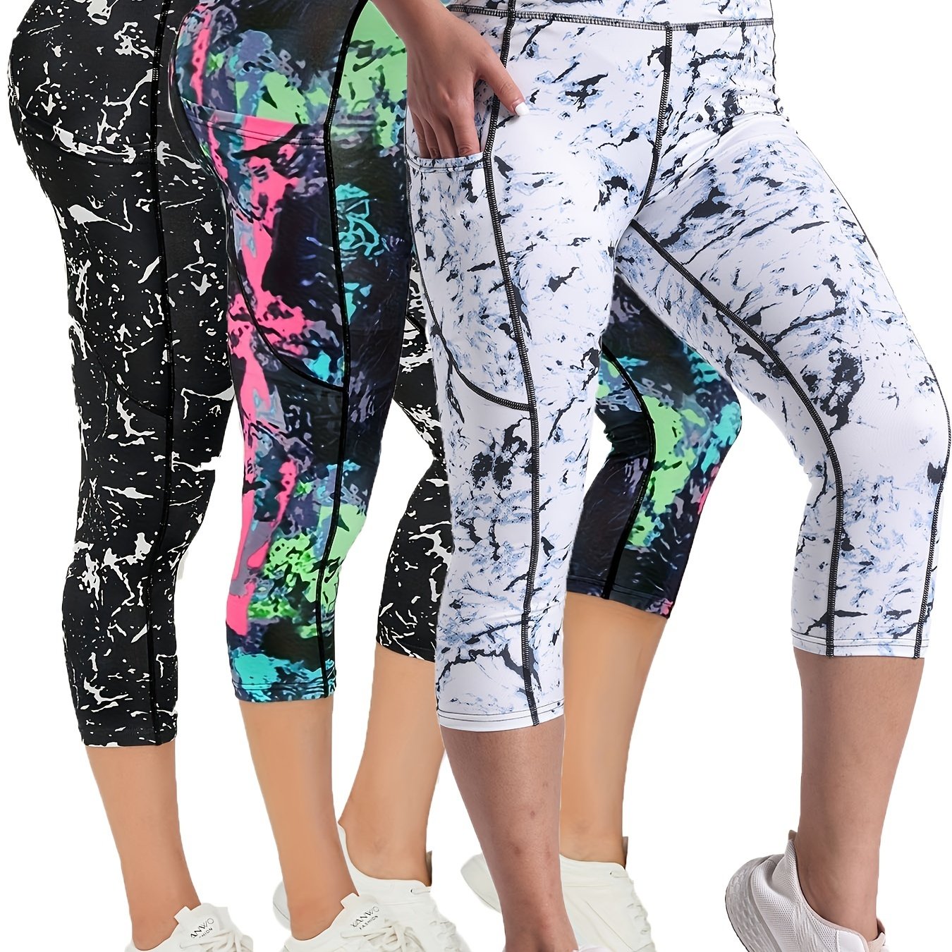 3pcs High Waist Yoga Capris Pants For Women,