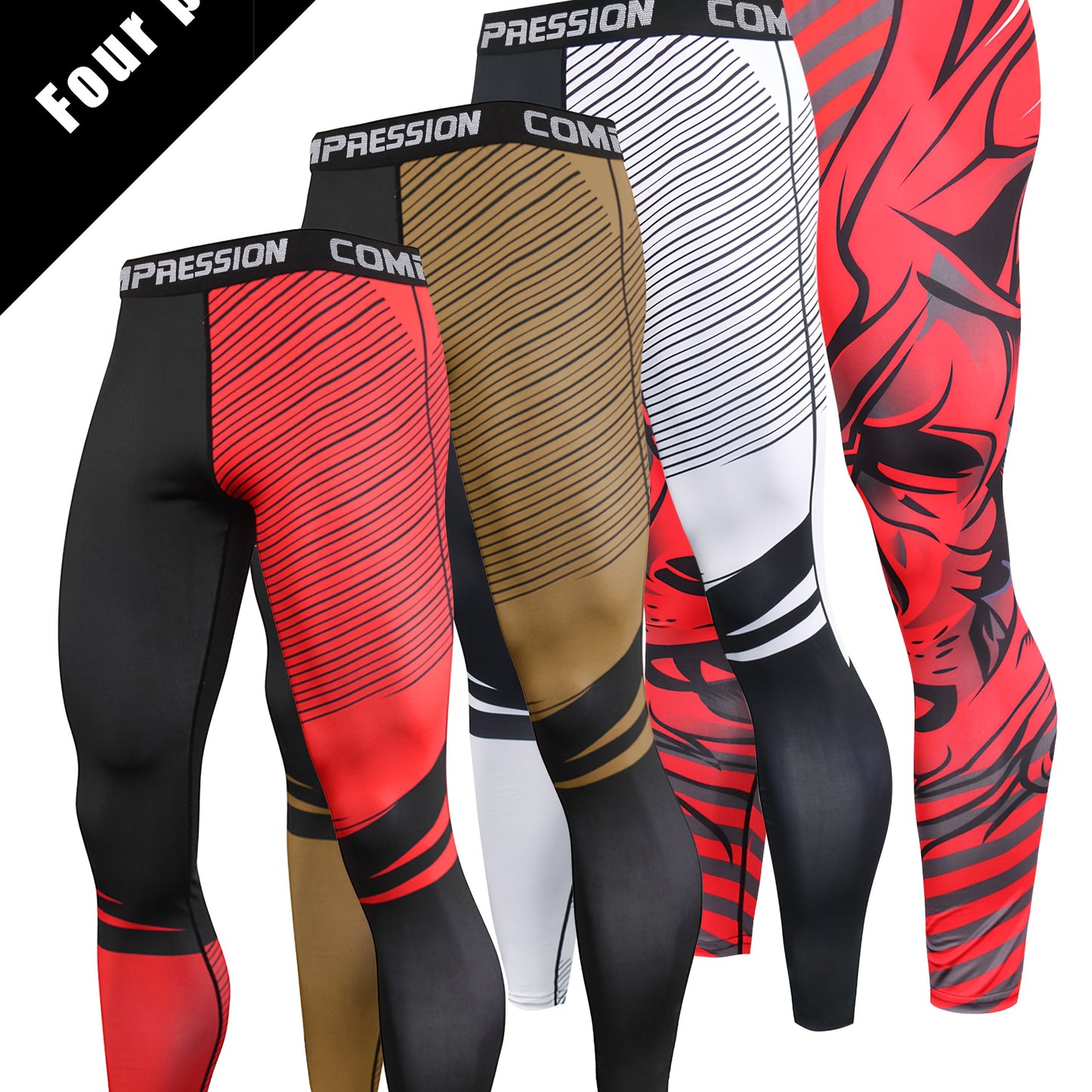 4pcs set of Men's sports leggings