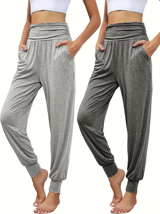 High Waist Elastic 2-Pack Women's Jogger Pants