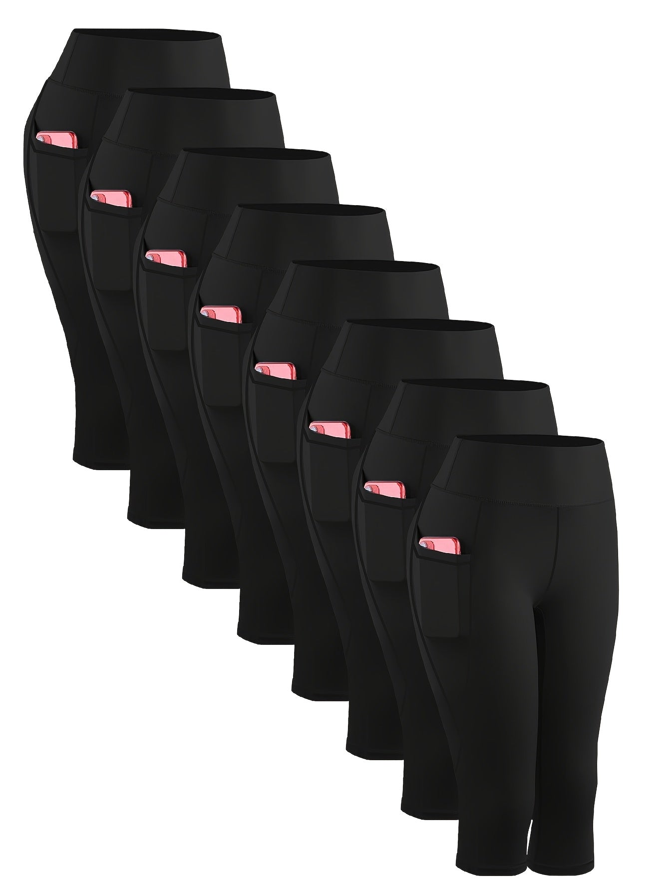 [Stretchy | Yoga] 8pcs Plus Size High-Waisted Yoga Leggings |