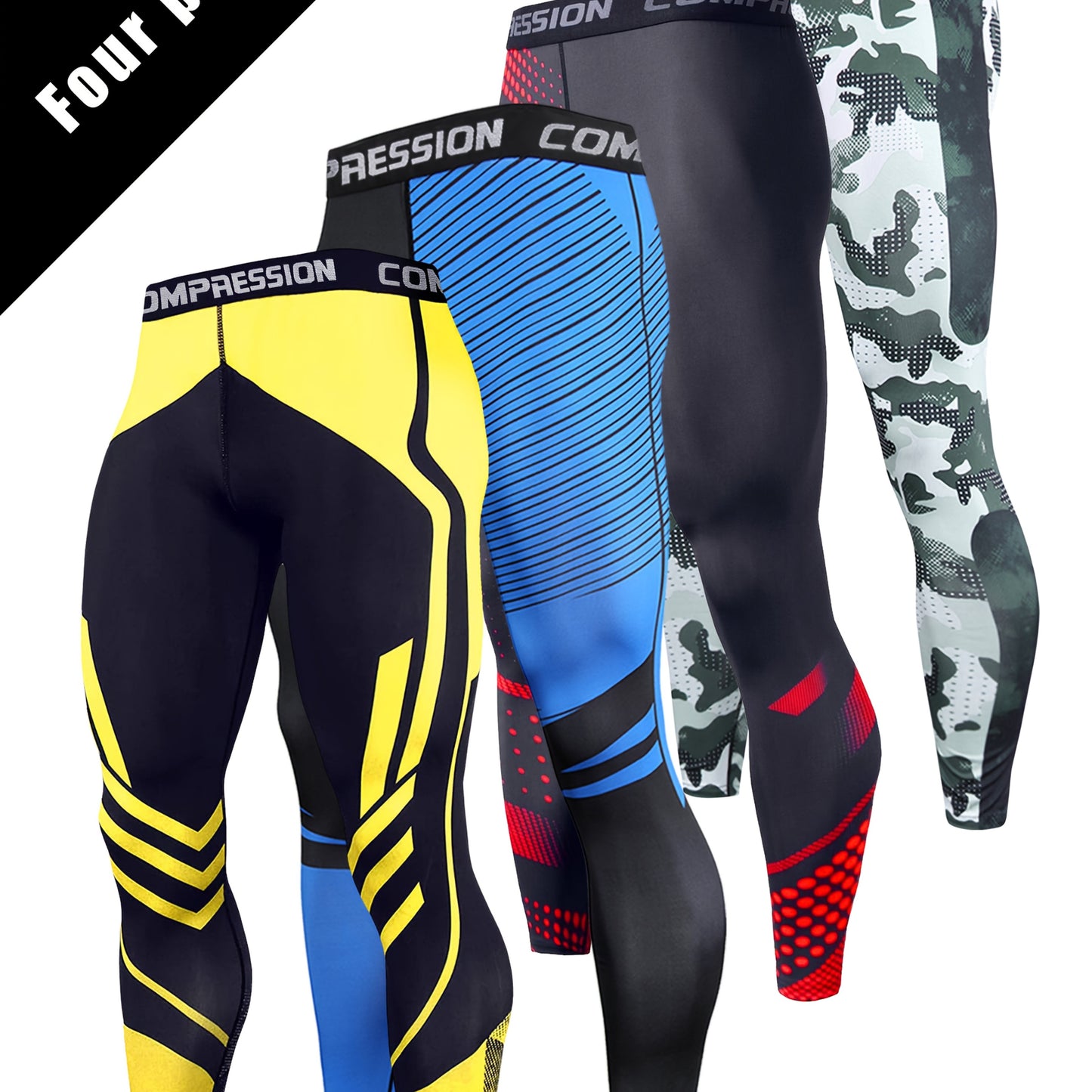 4pcs set of Men's sports leggings