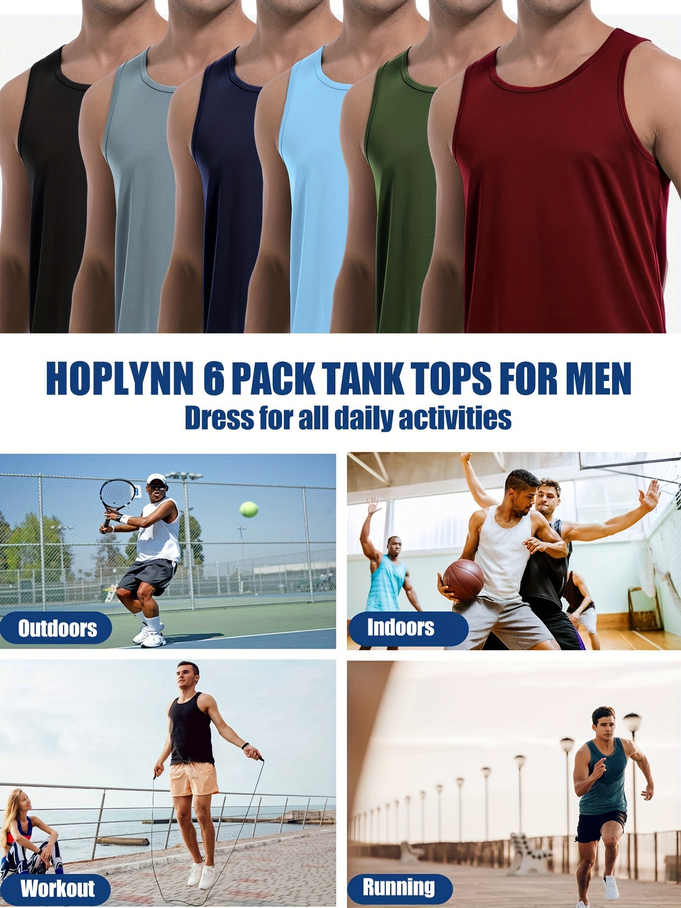 6pcs Men's Quick-Dry Athletic Tank Tops -