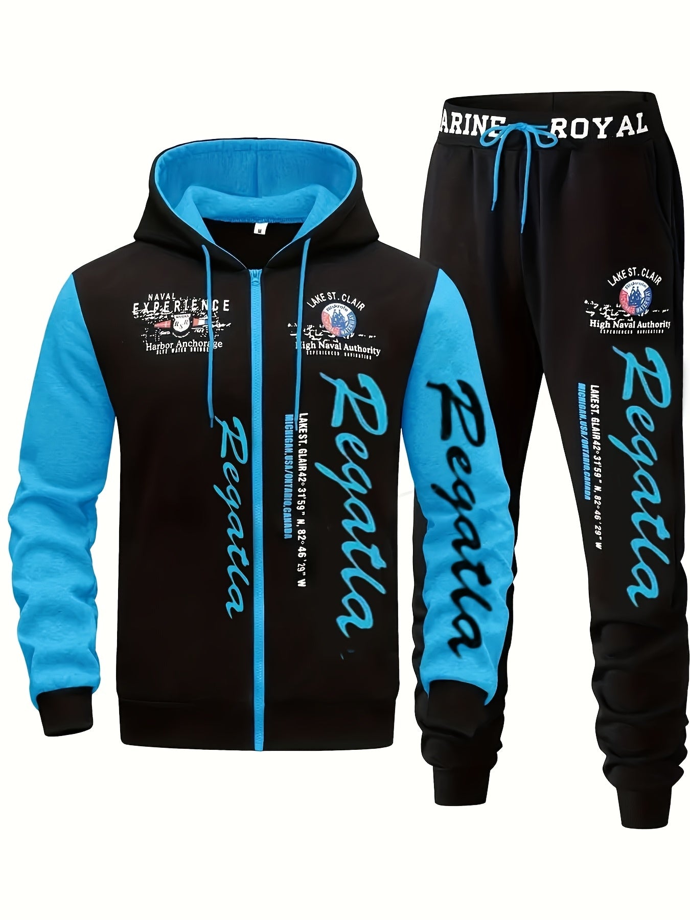 Men's Hooded Letter Printed Sportswear Set,