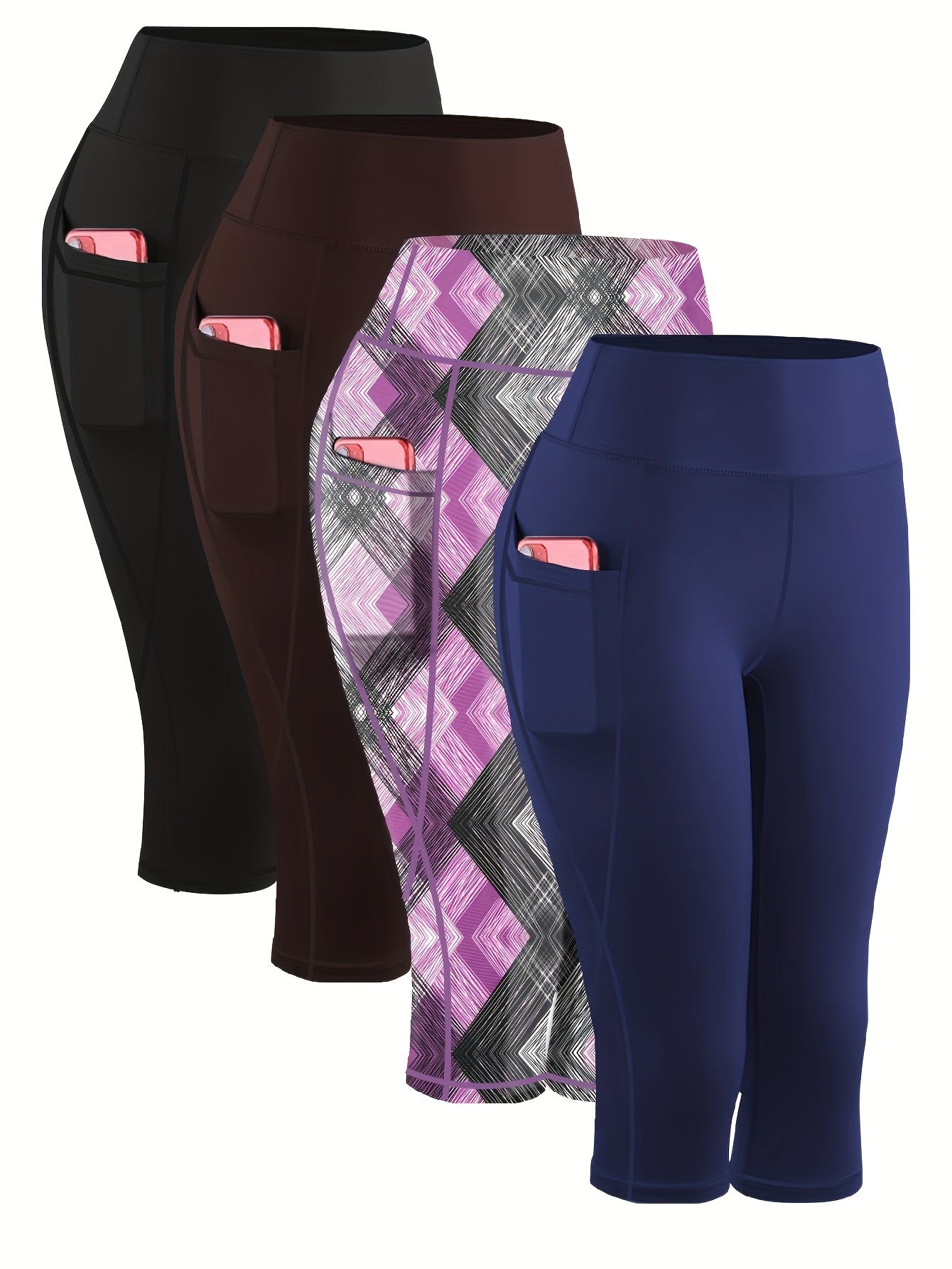 Plus-Size Women's High-Waist Capri Yoga Leggings With Pockets