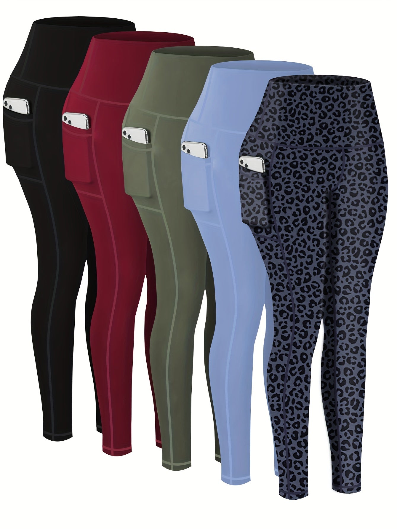 5-Pack Plus Size Sports Leggings For Women,