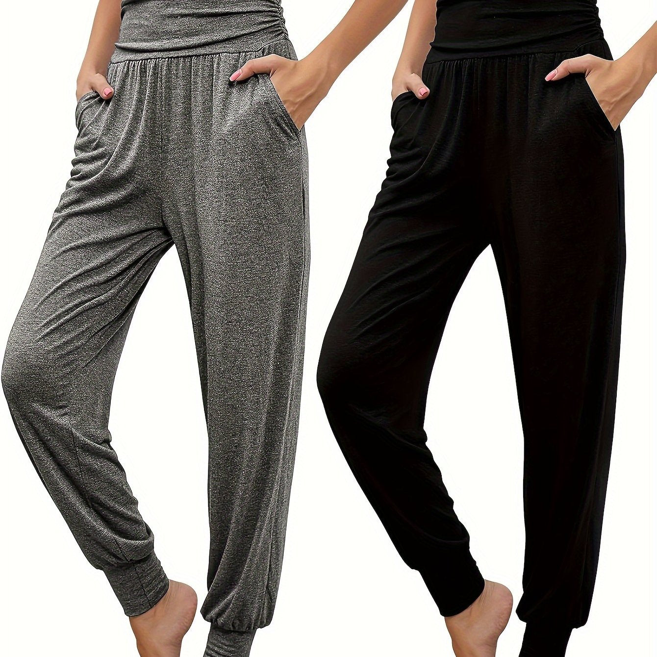 High Waist Elastic 2-Pack Women's Jogger Pants