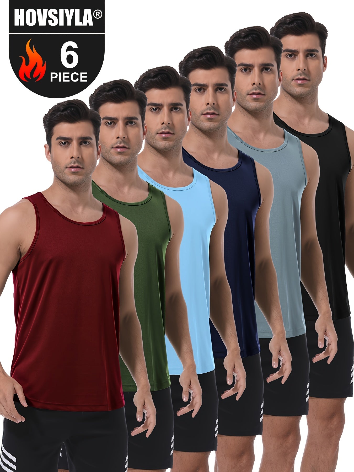 6pcs Men's Quick-Dry Athletic Tank Tops -