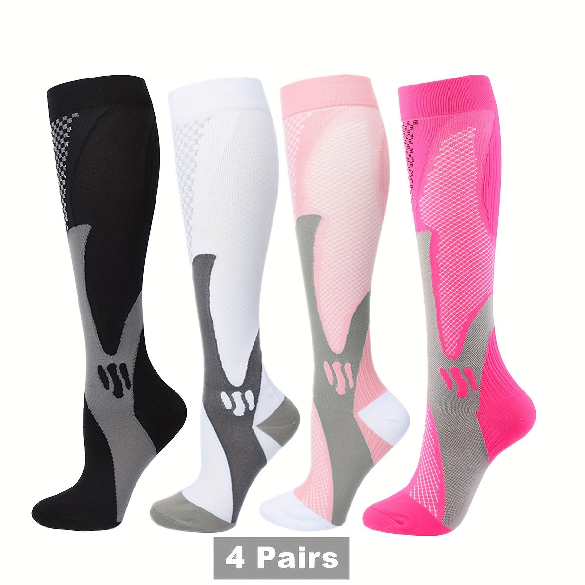 Knee High Compression Socks for Men and Women 4 Pairs