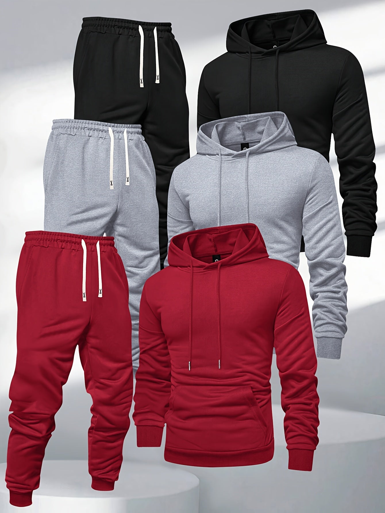 Men's Hooded Sweatshirt And Sweatpants Set 3-Piece
