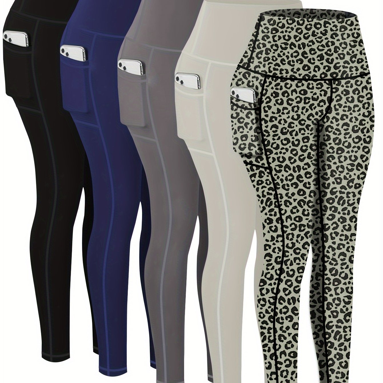 5-Pack Plus Size Sports Leggings For Women,