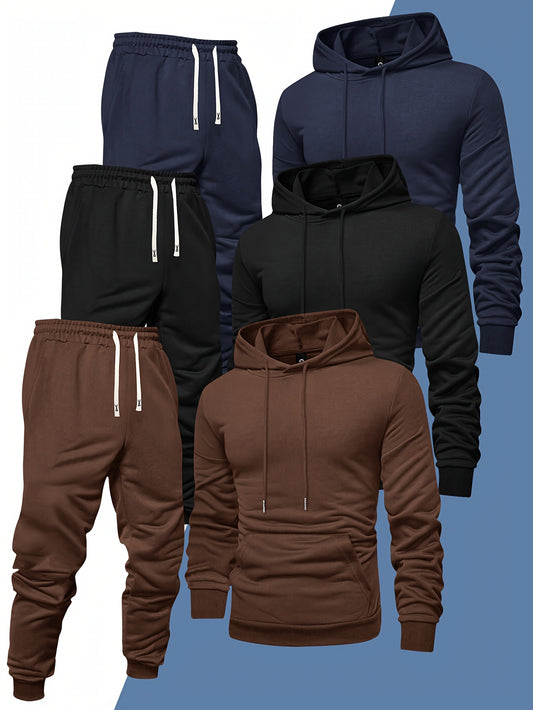 Men's Hooded Sweatshirt And Sweatpants Set 3-Piece