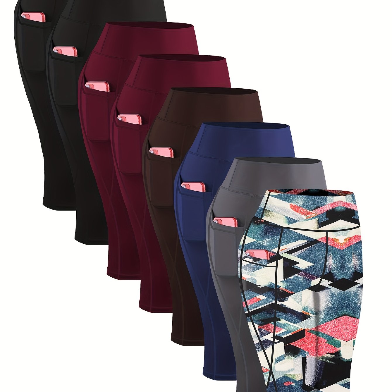 [Stretchy | Yoga] 8pcs Plus Size High-Waisted Yoga Leggings |