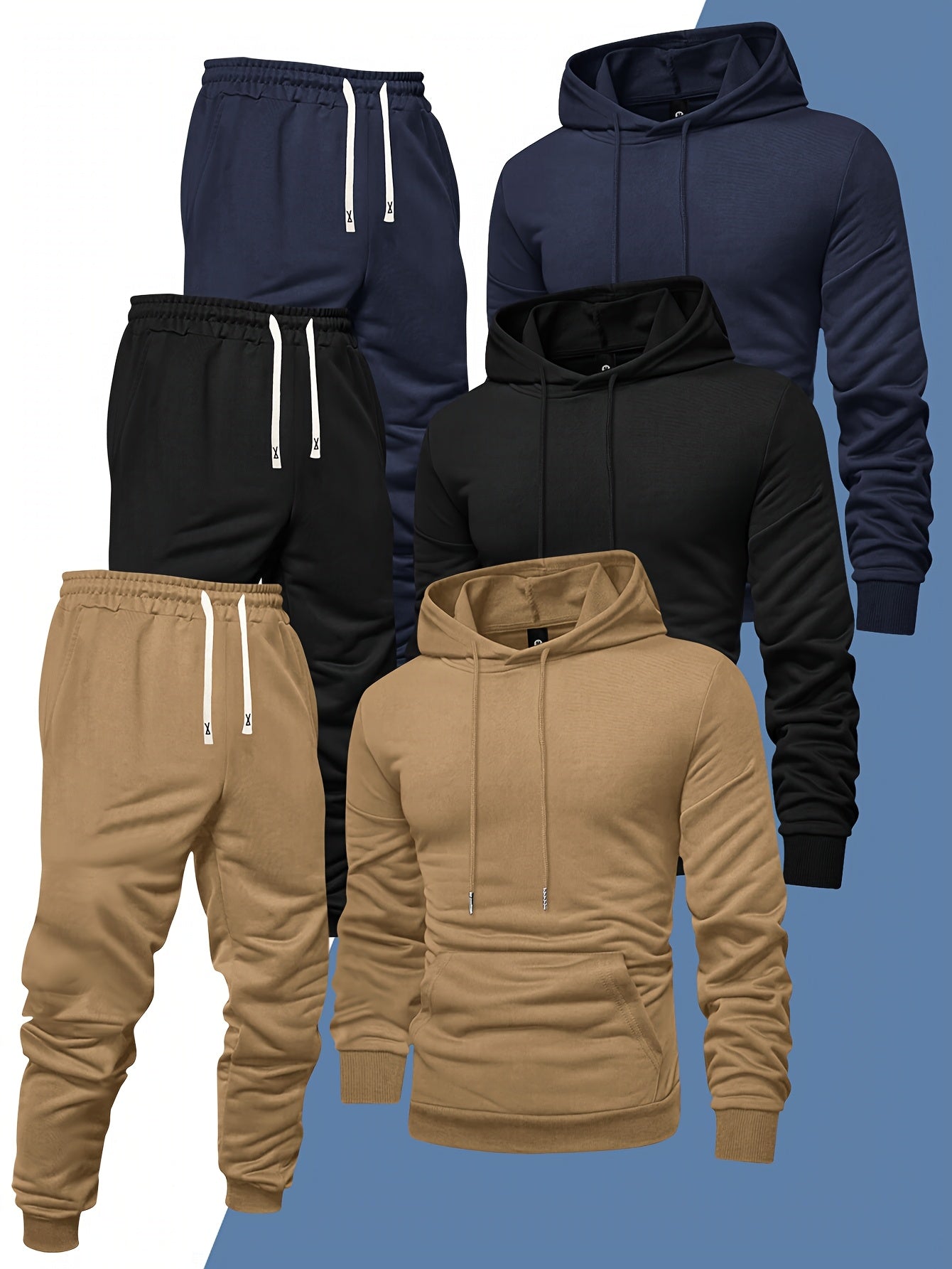 Men's Hooded Sweatshirt And Sweatpants Set 3-Piece