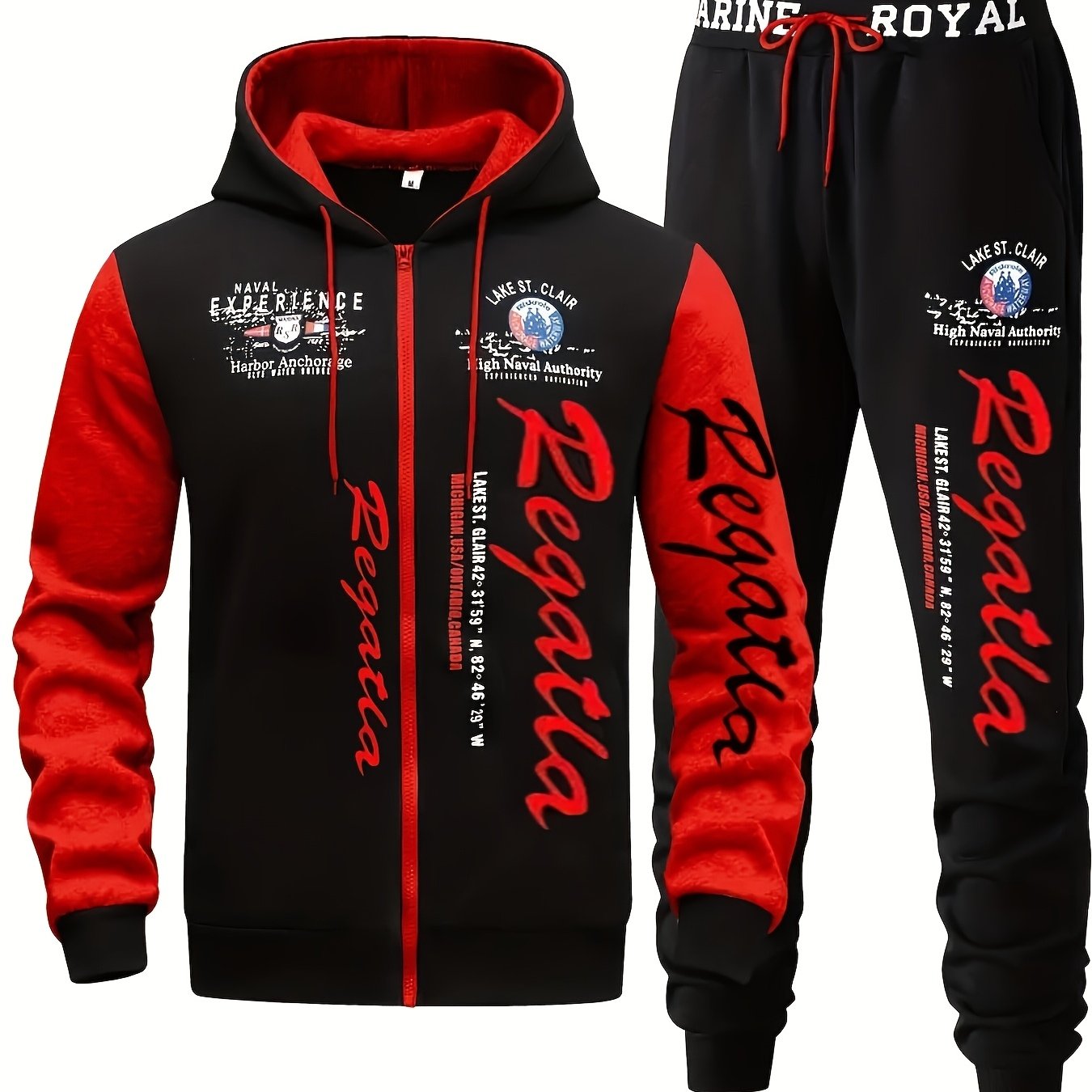 Men's Hooded Letter Printed Sportswear Set,
