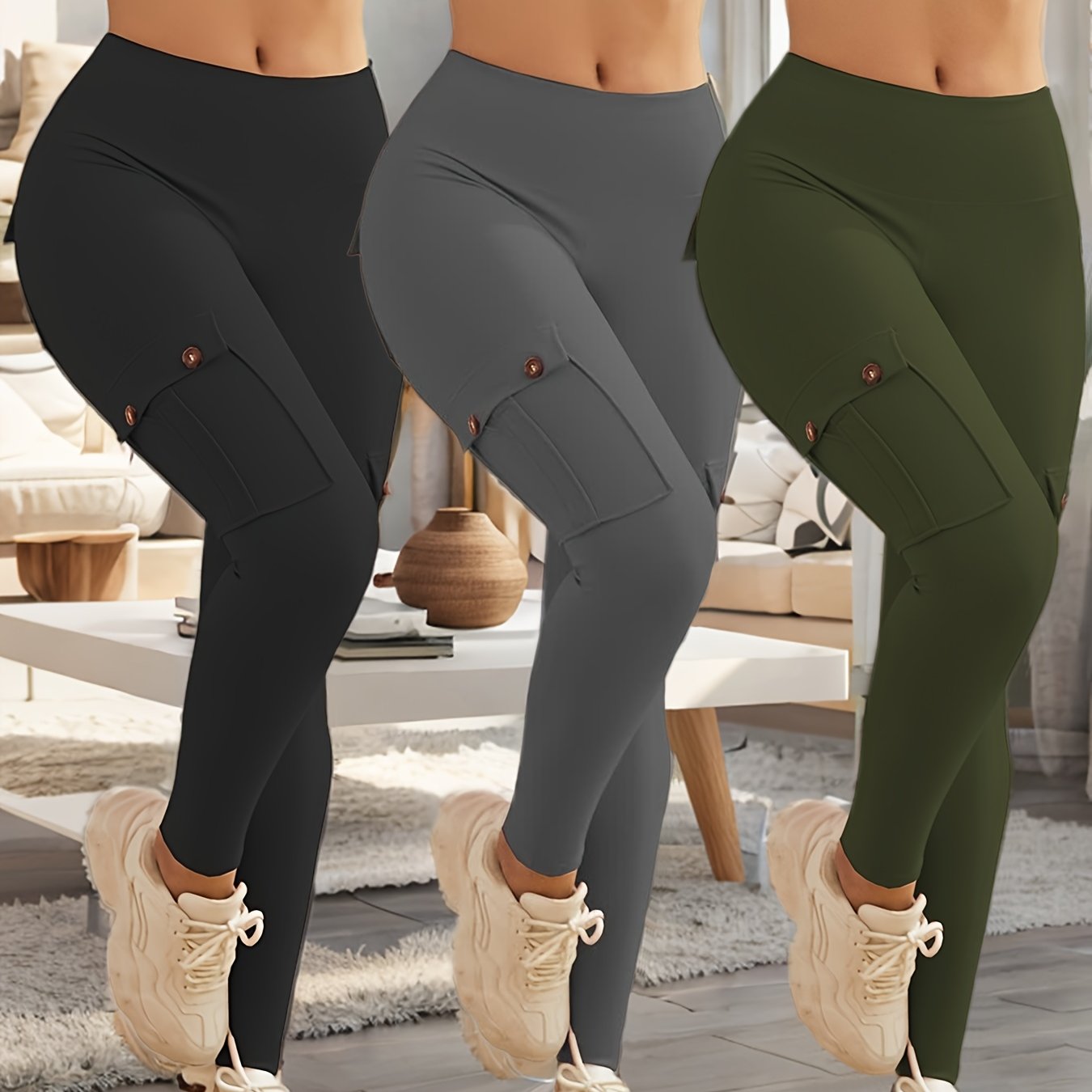 3pcs JEGGE High Waist Yoga Leggings