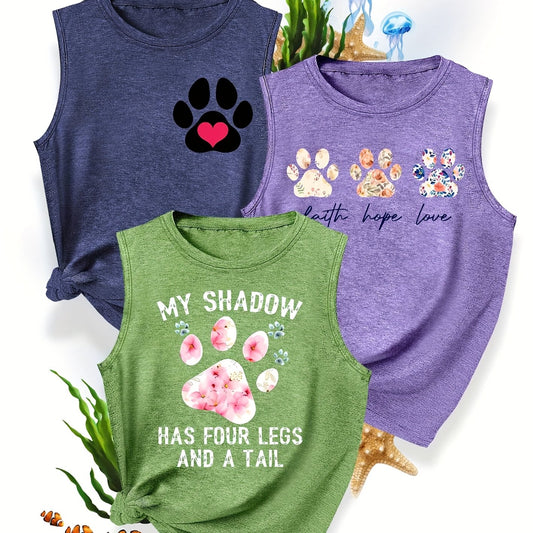 [3-Pack Pet Print Tank Tops]