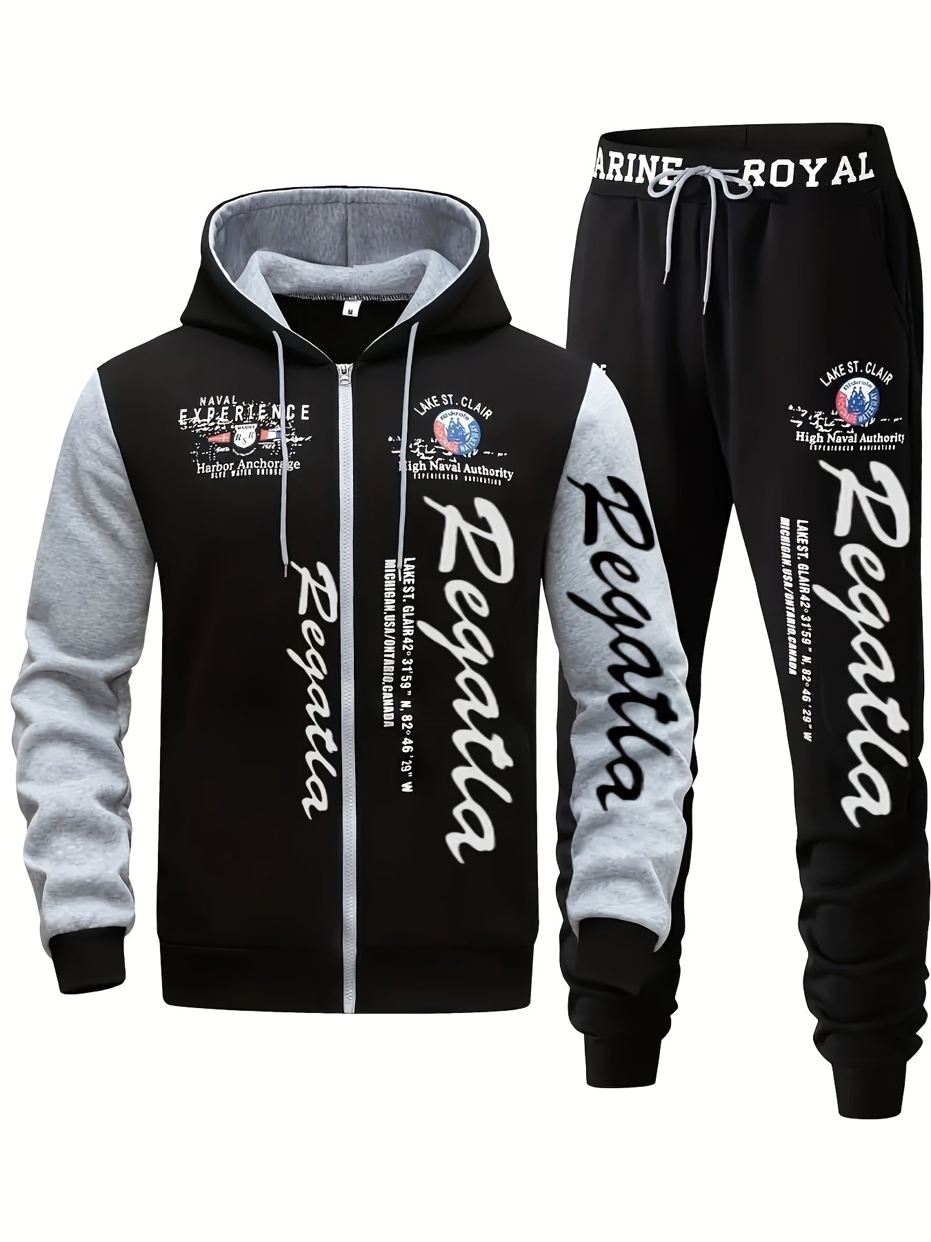 Men's Hooded Letter Printed Sportswear Set,