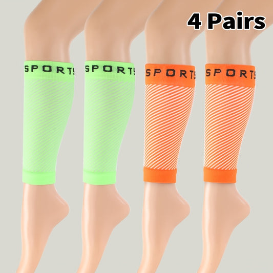 Women's Compression Leg Warmers Four Pair Pack With Side Stripe