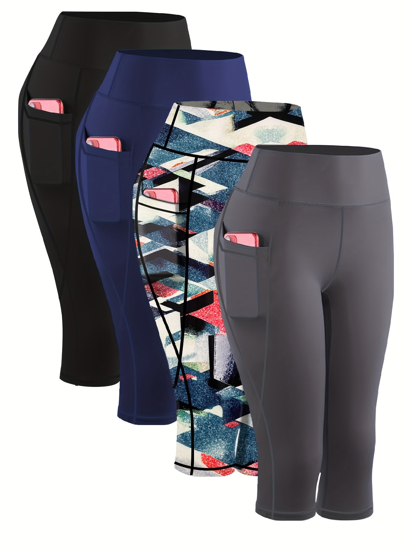 Plus-Size Women's High-Waist Capri Yoga Leggings With Pockets
