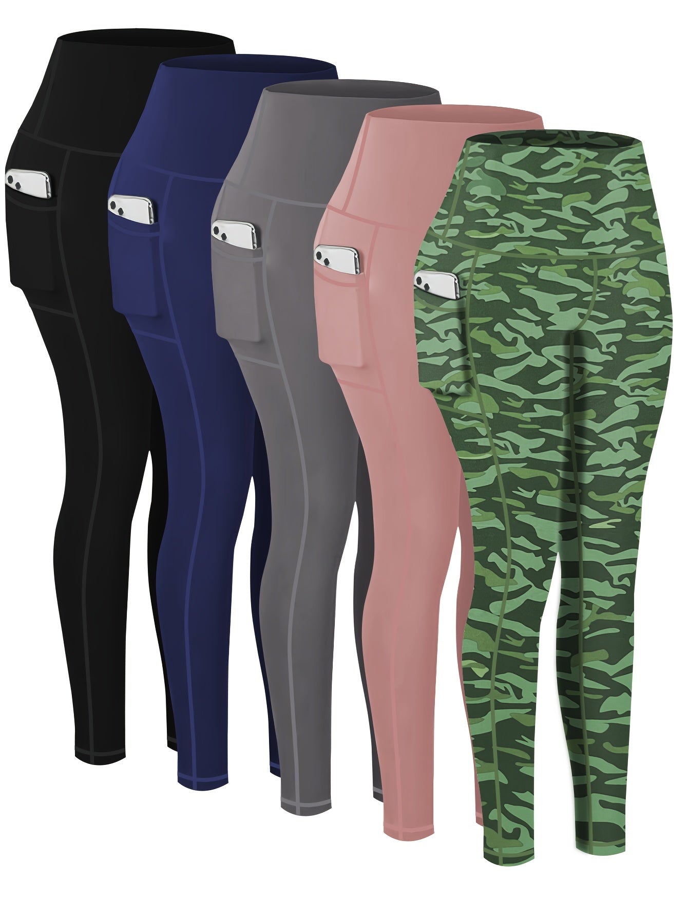 5-Pack Plus Size Sports Leggings For Women,