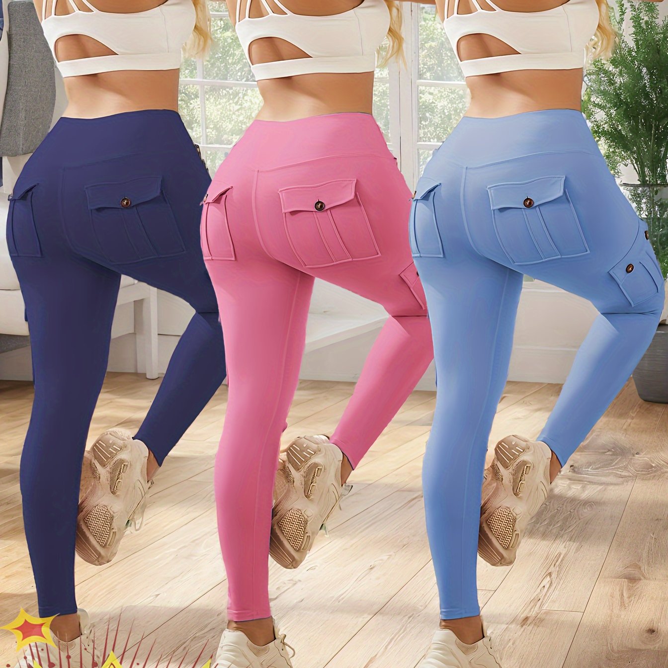 3pcs JEGGE High Waist Yoga Leggings