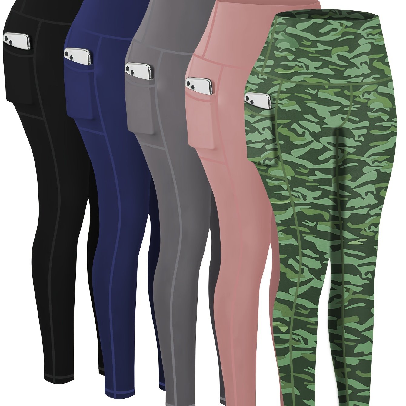 5-Pack Plus Size Sports Leggings For Women,