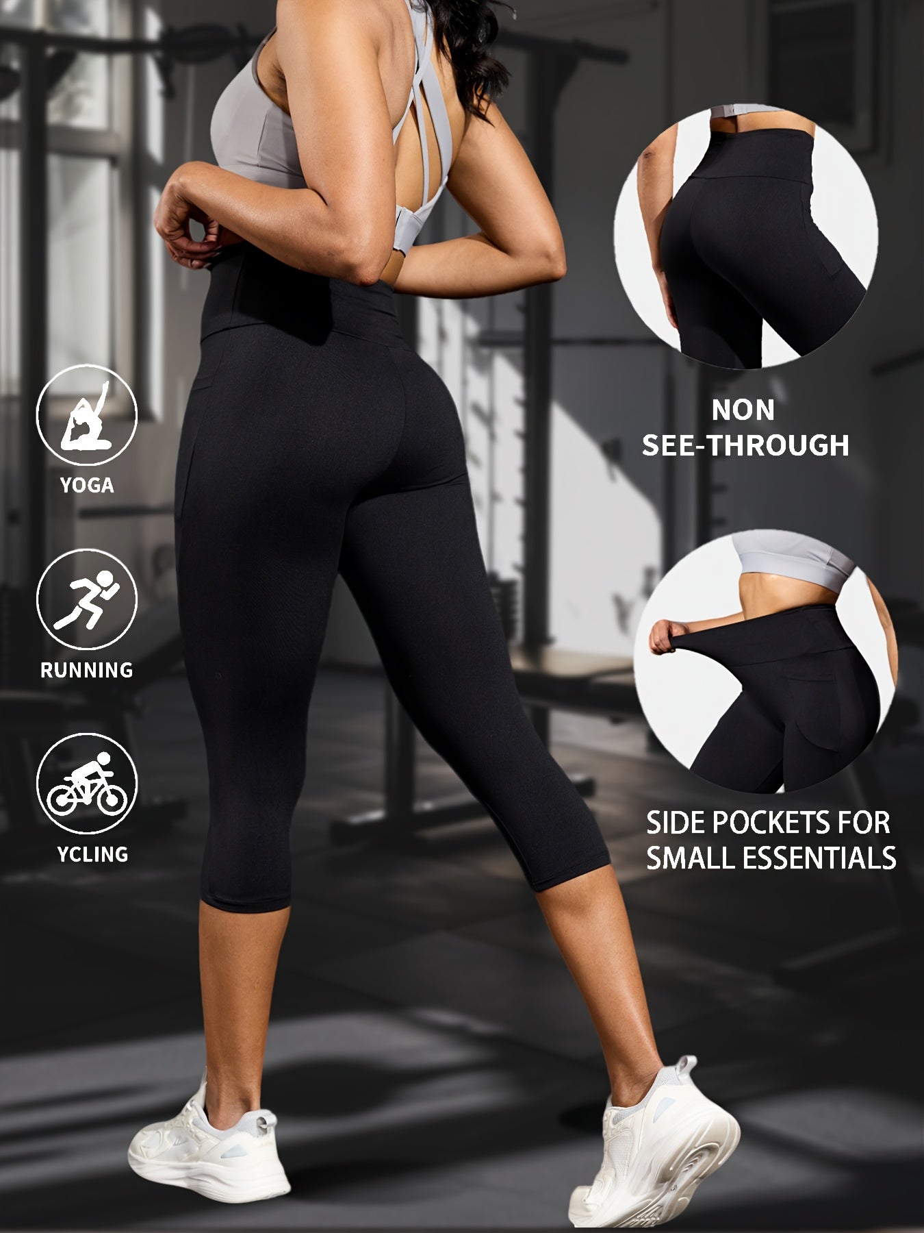 5 PACK 5" High Waisted capri pants For Women With Pockets,