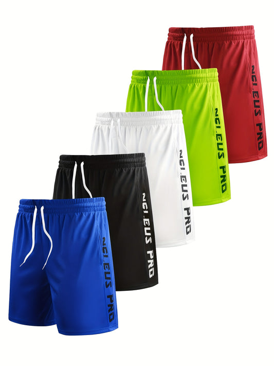 5pcs Men's Casual Basketball Shorts