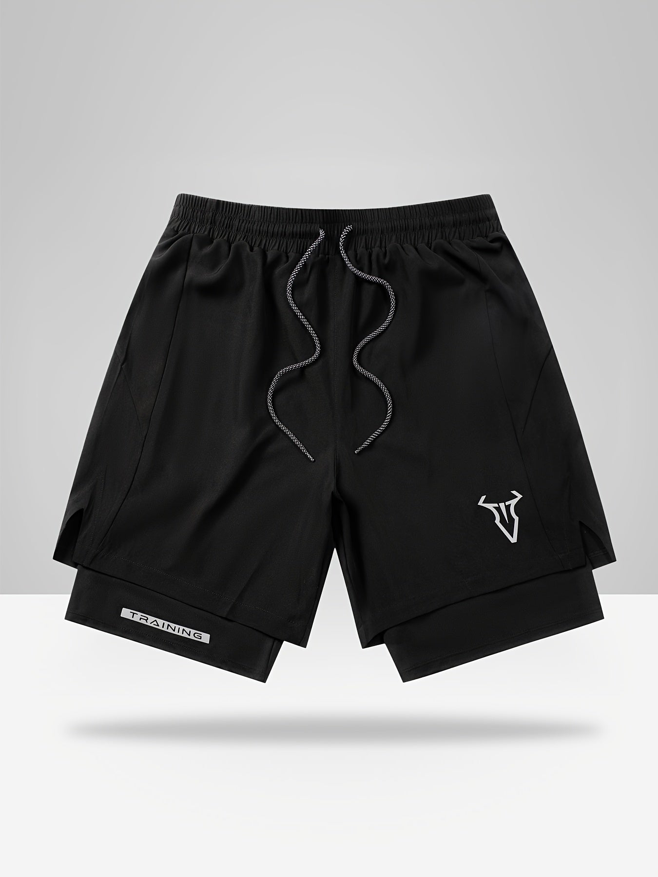 Stylish Men's Athletic Shorts With Geometric Pattern Skinny Fit