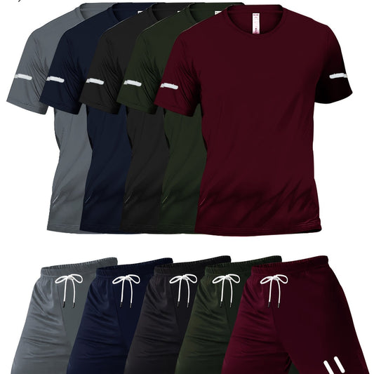5-colors and 5-sets of 10pcs printed design Men's casual sports suit,