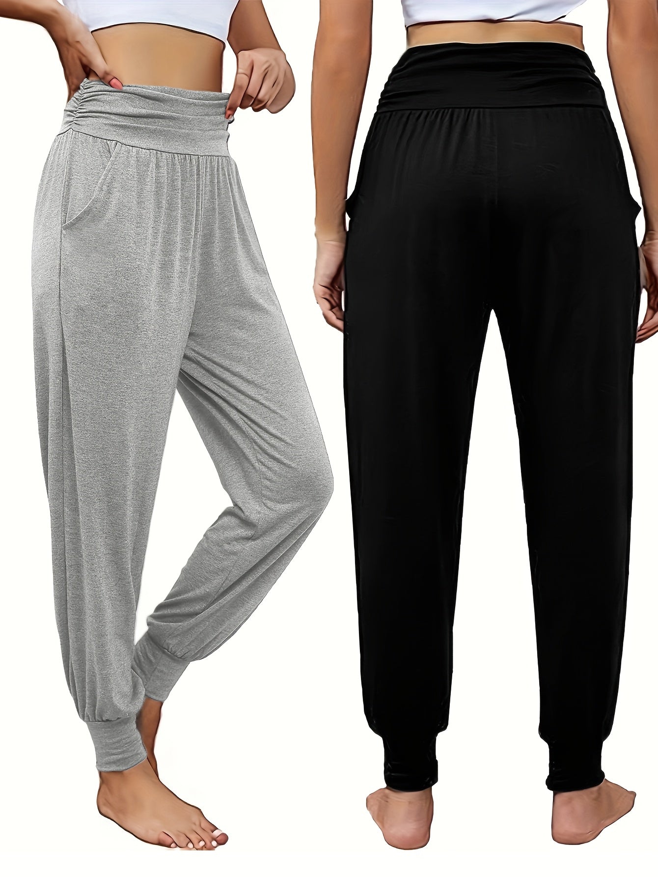 High Waist Elastic 2-Pack Women's Jogger Pants