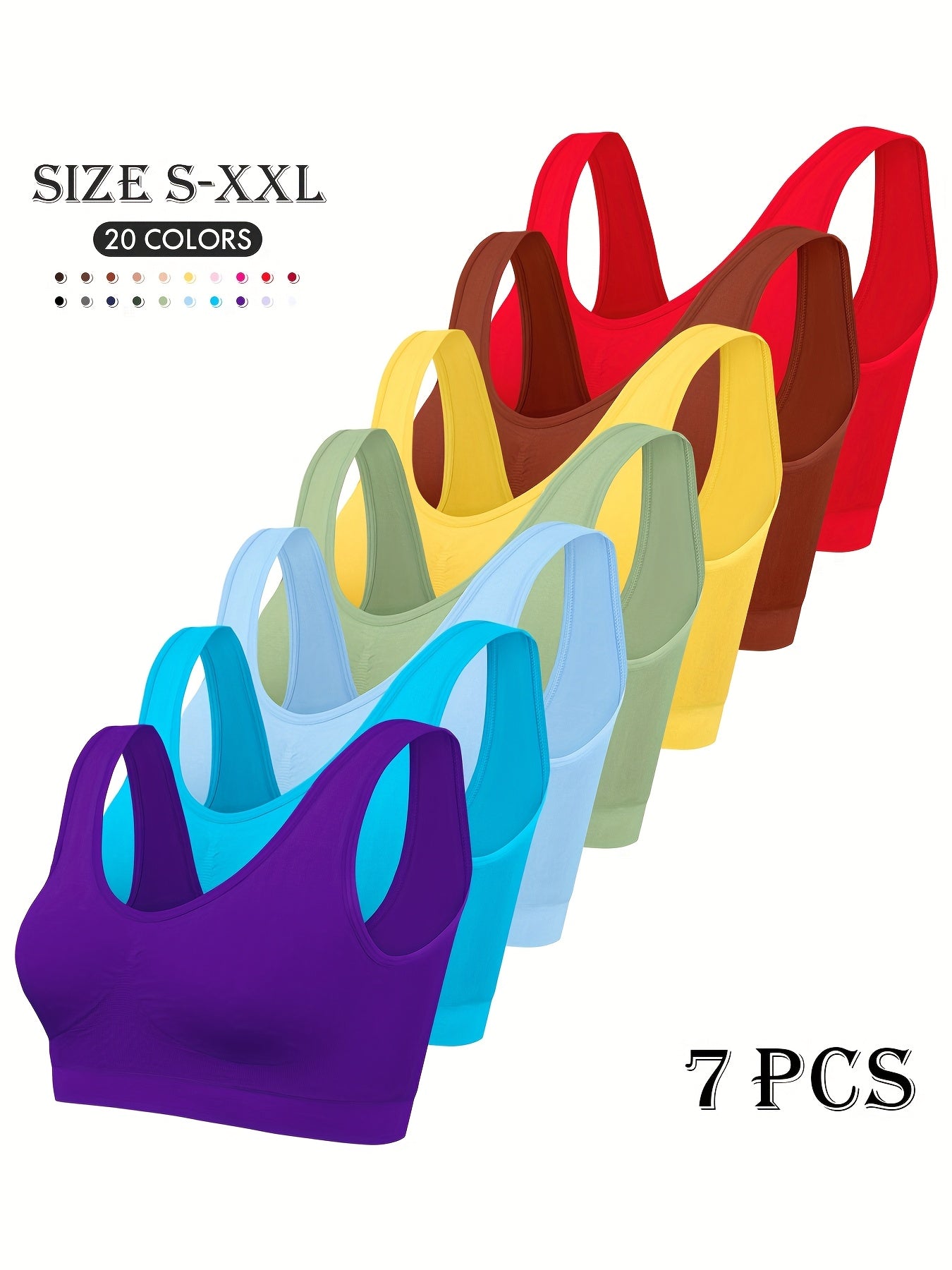 NADIA GO Seamless Sports Bras Set 7 Piece Essentials Pack