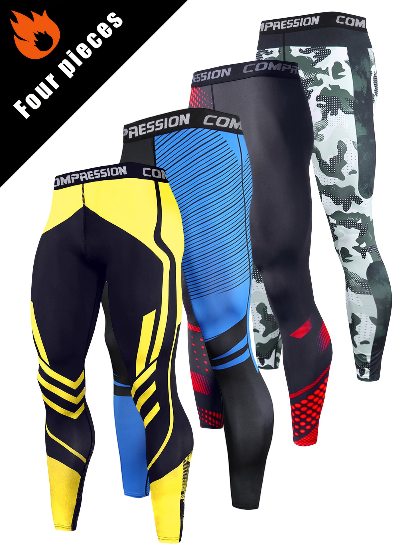 4pcs set of Men's sports leggings