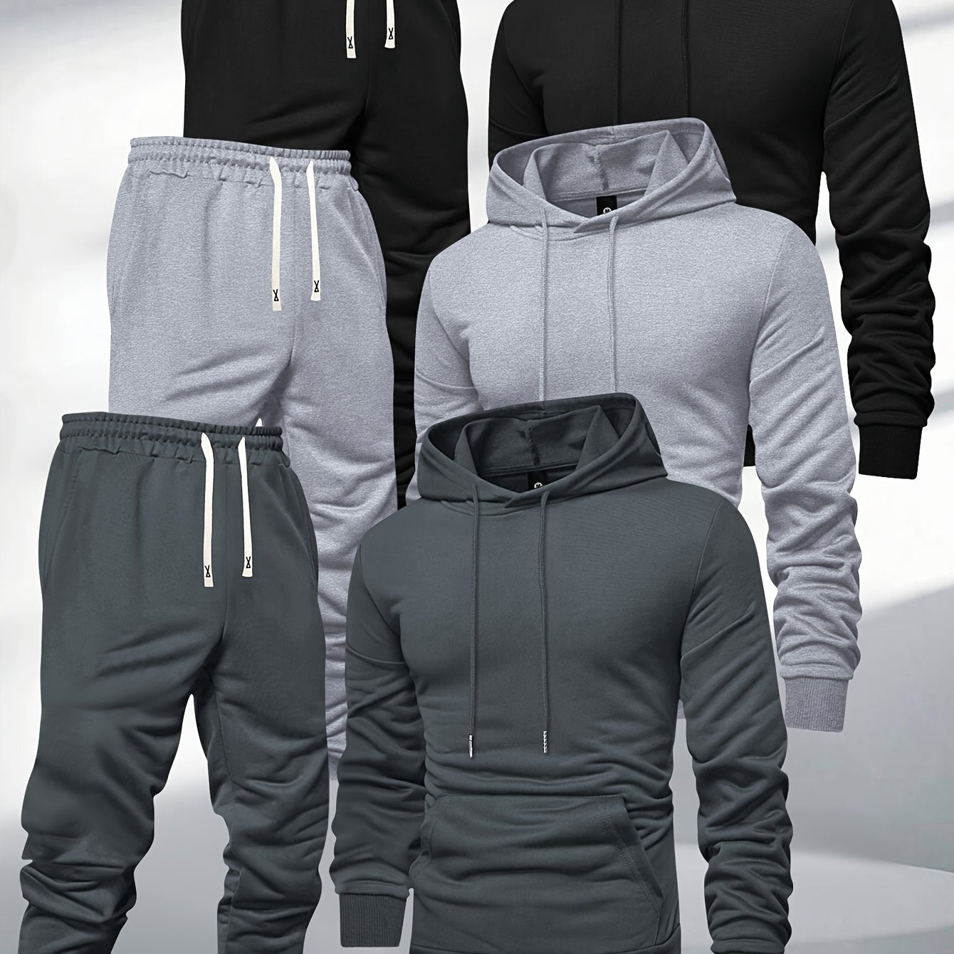 Men's Hooded Sweatshirt And Sweatpants Set 3-Piece