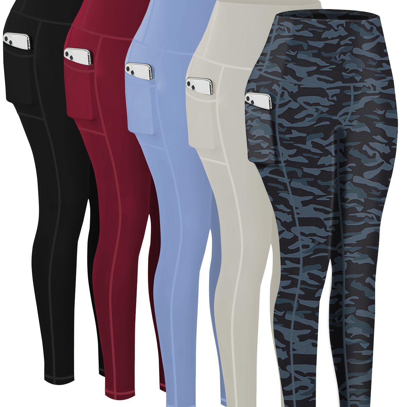 5-Pack Plus Size Sports Leggings For Women,