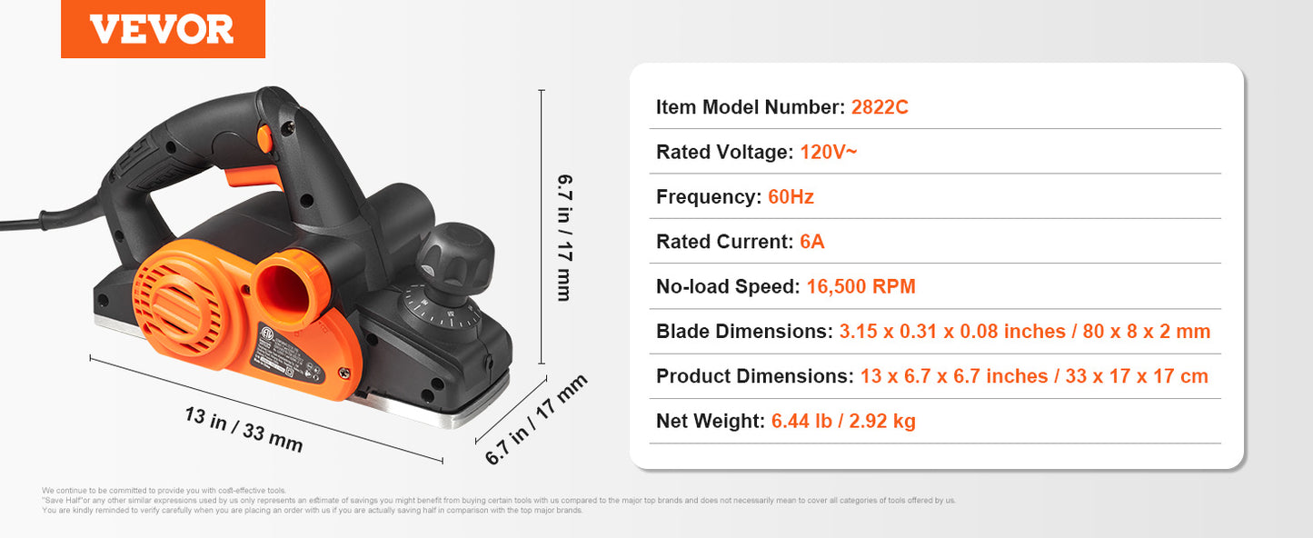 VEVOR Electric Hand Planer