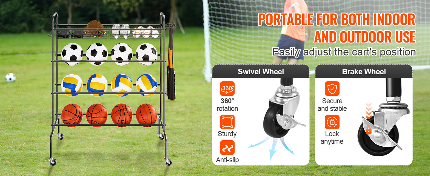 VEVOR 4-Layer Rolling Basketball Rack And Shooting Stand