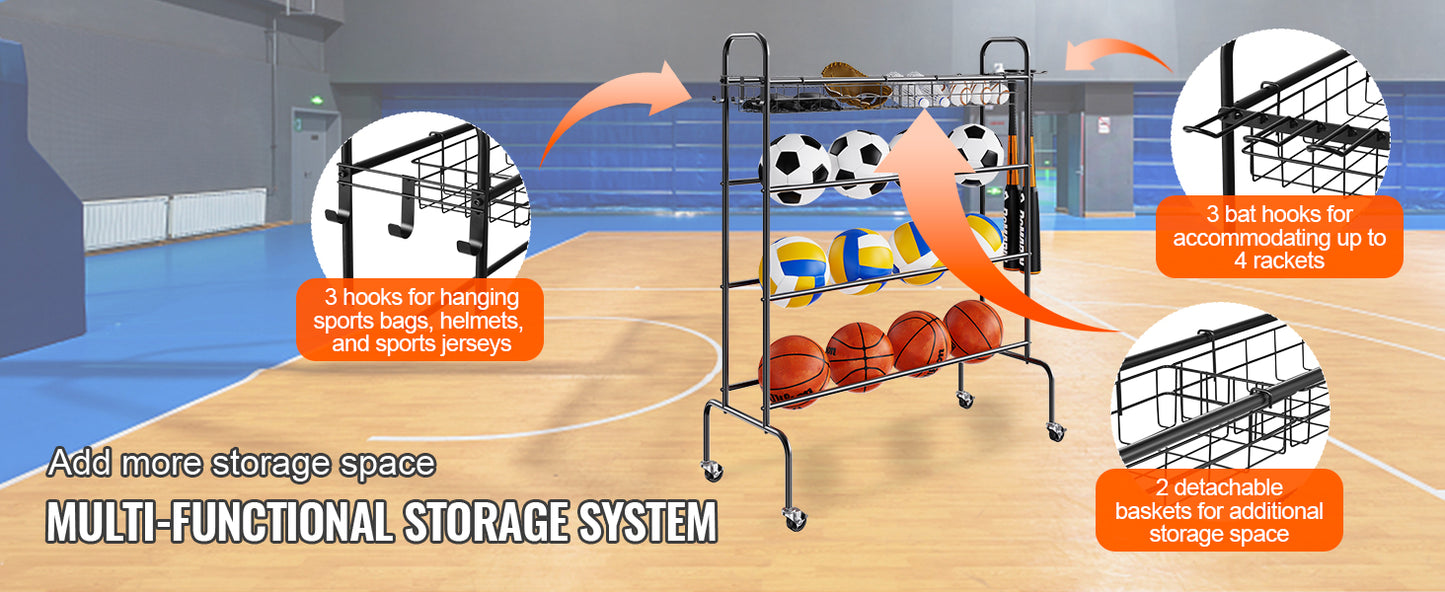 VEVOR 4-Layer Rolling Basketball Rack And Shooting Stand
