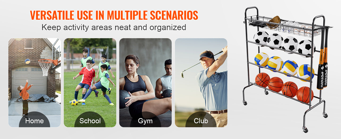 VEVOR 4-Layer Rolling Basketball Rack And Shooting Stand